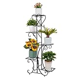 unho Estantería de Hierro para Macetas Soporte Plantas Flores para Decoración Estanteria Plantas Exterior Interior Jardín con 5 Niveles 68x25,3x117,8cm