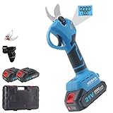 WEIWAN Tijeras de podar eléctricas 2 batería, 30mm Tijeras de podar batería Profesional 900W, Eléctrica Tijeras De Podar Bateria inalámbricas, Motor sin escobillas, 2 baterías 21V x 2Ah, Ligero