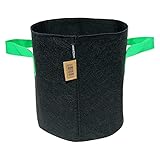 HORTOSOL Maceta Textil Bolsa para Plantas Negro/Verde - 15 litros - Ø26x30 cm