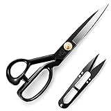 Tijeras de Corte y Confección de 25,4CM- Tijeras de Sastre de Tela Con Cuchillas Afiladas y Mango de Agarre Suave Para Cortar Telas, Cuero, Material, Ropa (Negro)