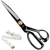 Tijeras Costura Profesional 25,4 cm Tijeras Cortar Tela Acero de Alto Carbono Tijeras Tela para Coser, Cortar Tela, Ropa, Cuero (Negro)