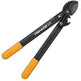 Fiskars Podadera con yunque para madera seca, Ø de corte: 3,8 cm, Cuchillas de acero antiadherente, Negro/Naranja, L71, 1001556