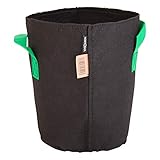 HORTOSOL Maceta Textil Bolsa para Plantas Negro/Verde - 10 litros - Ø22x27 cm