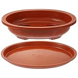 Happyyami Macetas De Entrenamiento De Bonsái con Drenaje Bandeja De Humedad Macetas Ovaladas para Árboles De Bonsái Macetas para Jardinería Macetas Grandes para Suculentas Maceta De Cactus