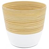 Dehaus Elegante Maceta de bambú Hecha a Mano, macetas de Interior para Plantas de casa, macetas, macetas contemporáneas, macetas de Madera en Blanco, 17 D x 16 cm A (Mediano)