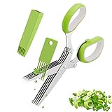 Tijeras Multifuncionales Para Cortar Especias, Tijeras De Cocina De Acero Inoxidable De Tres Piezas, Con Pelacables, Funda De Seguridad y Peine De Limpieza y 5 Hojas De Acero Inoxidable