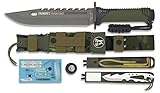 K25 Cuchillo Thunder I Camuflaje ESPAÑA Hoja 20 cm para Caza, Pesca, Camping, Outdoor, Supervivencia y Bushcraft K25 32019 + Portabotellas de regalo