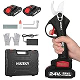 Tijeras de podar eléctricas tijeras con 2 baterías, tijeras a batería para poda profesionales 30 mm diámetro de corte eléctrico Pruning Shears con diseño para inalámbrico Hedge,árbol, fruta(24 V/2 A)
