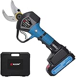 K KLEZHI Tijeras de Podar Electricas, Podadora con Bateria Profesional, Bateria Litio 2Ah Recargable con 2 Repuestos, Corta Rango 30mm, 6-8 Horas, Tijeras de Podar Bateria de Ramas Arboles, Negro