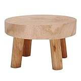 Taburete para plantas de interior – Soporte de maceta de madera, espejo taburete redondo de madera, expositor de maceta para interior o exterior (color madera 02, S)