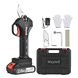 Weytoll Tijeras de Podar Electricas 30mm 800W 21V 2000mAh 2 Baterías Tijeras De Podar Inalámbricas 1.6lb Tijeras de Jardín 7 horas de Trabajo Constante
