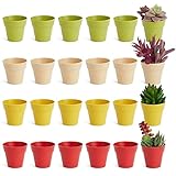 Mini macetas de Plástico, 24 macetas apilables para Interiores y Exteriores, 4 Colores, 6 cm de diámetro