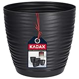 KADAX Maceta con plato, maceta para interiores, maceta ligera de plástico, maceta para flores, plantas, hogar, habitación, maceta (15 cm, antracita)