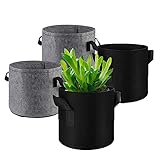 FCQLFYF 4 Piezas Bolsa De Cultivo, Saco para Plantas,Bolsas De Tela No Tejida para Plantas,Transpirables Macetas De Geotextil,para Patatas, Tomates,Verduras(5 Galón)