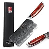 YARENH Hachas de Cocina Profesionales 17 cm - Cuchillos de Cocina de Acero de Japoneses Damasco & Mango de Madera Dalbergia,Cuchillo Cocina Profesional KTF-Serie