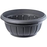 KADAX Maceta redonda de plástico resistente a la intemperie para exteriores, flores, plantas, jardín, balcón, decoración, maceta, maceta antiheladas, maceta (26 cm, antracita)