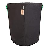 HORTOSOL Maceta Textil Bolsa para Plantas Negro/Verde - 50 litros - Ø38x45 cm