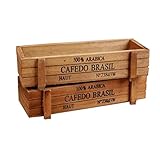AmgateEu 2 piezas rectangular rústico maceta de madera caja contenedora planta
