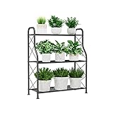 soporte plantas,soporte macetas de 3 niveles,estanteria para plantas , exterior,multifuncional,Jardín,79*67.5*28.5cm,negro