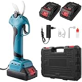 Careslong Tijeras de Podar Electricas 30mm, 21V Tijera Podar Electrica Inalámbricas, tijeras de podar bateria, 2 baterías Sk5 teflón Blade Tijera Podar, para jardineria, huerto, olivos
