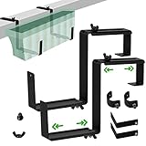 Moonyan Soportes para macetas de Ventana, Soporte de Soporte para Maceta de Ventana de Caja de Planta, Estantería de Jardinera Ajustable para Exteriores de Metal Resistente para macetas de Patio