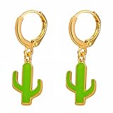 Pendientes de cactus con forma de gota de , colgante de planta de Metal , pendientes divertidos dulces, colgante de planta en maceta verde, pendientes de joyería Grande Resina No (Green, One Size)