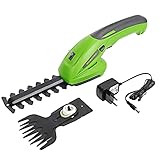 WORKPRO Tijera Cortacésped y Arreglasetos 2 en 1, Cortacetos Electrico 7,2V con 2 Cuchillas, Tijeras Arreglaseto Ancho de Corte 65 mm, 100mm, Herramienta para Jardín, Verde, Gris