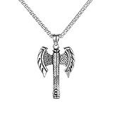 Collar para hombre, mitología nórdica, hacha vikinga, colgante, collar, hacha de acero, hacha de doble filo con caja de regalo