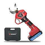 KOMOK Tijeras de Podar Eléctricas, con Pantalla LED, 2 Baterías de Litio Recargables de 30 MM (1,2 Pulgadas), 6-8 Horas de Trabajo (Rojo)