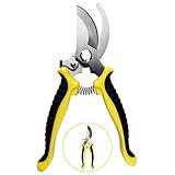 Firschoie Tijeras de jardín, Tijeras antideslizantes con mango de bloqueo, Tijeras de rama de flor jardín de reparación profesional, para podar jardines, arbustos, cercas, plantas de jardín(amarillo)