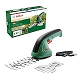 Bosch Home and Garden 0600833303 Tijeras de Jardín EasyShear, Batería de 3.6.V Integrada, Tiempo de Funcionamiento: 40 min, Longitud de Cuchilla: 12.cm (Setos)/8.cm (Césped), en Caja Verde