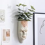 SUREH Macetas de cabeza de maceta facial, macetas de pared facial para plantas de interior y exterior, macetas de resina colgantes sin drenaje para decoración de jardín del hogar