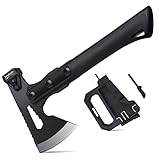Japaknives Hacha de Supervivencia para Acampar, Hacha pequeña, Hacha de Bushcraft para Exteriores, Hacha de Mano, Hacha Dividida con Vaina para Caza, jardinería, Senderismo