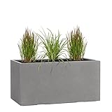 Pflanzwerk Jardinera Fibra de Vidrio Tub Gris 30x60x30cm *Maceta a Prueba de heladas* *Protección UV* *Calidad Europeo*