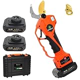 Tijeras de Podar Eléctricas 30mm, 16,8V Tijeras de Podar Bateria, 2 Baterías de Litio de 2,0Ah, 6-8 Horas de Trabajo, Pantalla LCD de Energía de la Batería