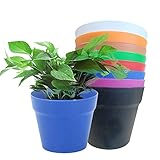 VGE Paquete de 8 macetas de plástico de 6 Pulgadas,macetas de plástico para Interior,macetas Resistentes y Elegantes para Plantas de Interior con Agujeros de Drenaje para Plantas,Flores,Colorido