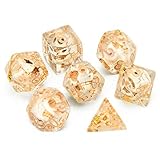 FLASHOWL Juego de Dados de Calavera Horror D&D Dados con Calavera y lámina de Oro 7 Piezas Juego de Dados DND D20 Juego de Dados poliédricos Juego de Dados Dungeons and Dragons Dados (7 Piezas)
