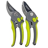 Davaon Pro Tijeras Podar - Set de Herramientas Jardinería Bypass y Yunque con Mango Ajustable, Ideal para Podar Rosales y Ramas, Filo y Precisión con Mango Ergonómico
