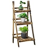 Outsunny Soporte para Plantas de Madera de 3 Niveles Estantería para Plantas Plegable Soporte para Macetas para Interior y Exterior 40x37x93 cm Natural