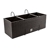 Macetero con aspecto de ratán, con soportes, maceta para balcón, jardinera, jardineras, Umbra