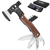 Bravedge Hacha Multiherramienta, Herramienta de Hacha Multiusos de Bolsillo, Con Cuchillo, Llave, Abrelatas, Portátil para Acampar, Caza, Supervivencia