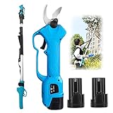 Tijeras de Podar Electricas con Pértiga de extensión, Tijeras Rama Inalámbrico 2 Bateria 16.8V 2AH Tijeras de Jardín para Rama de árbol Frutales