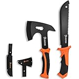 Nedfoss Hacha de leña para Supervivencia y Cocina, Cuchillo bushcraft para Camping