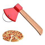 Cortador de pizza en forma de hacha, cortador de pizza de mano, rodillo para pizza con rueda de corte de acero inoxidable, rodillo para pizza afilado, pizza fácil de cortar en trozos comestibles