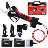 Tijeras de Podar Eléctricas, 42mm Tijeras de Podar con Batería Profesional, Tijeras Rama Inalámbrico con Motor sin Escobillas, 2 Piezas Batería de Litio Recargable de 25V/4Ah (LA42SBKRD)