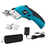 VLOXO Tijera Electrica Tijeras Electricas Costura con 2 Cuchillas para Cortar Cartón Cuero Alfombra Plástico Planta en Maceta- Azul