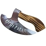 Shenrongtong Cortador de pizza vikingo, acero inoxidable, de alta resistencia, estilo hacha, con mango de madera, para fiestas en casa, 17 x 16 x 4 cm