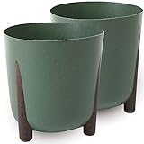 TULMERO Macetero mate, macetero de plástico, maceta decorativa para plantas grandes y pequeñas, juego de 2 macetas, macetero para hierbas, (2 unidades), color verde, diámetro de 30 cm