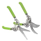 WORKPRO 2 PC Juego de Tijeras de Podar, Tijeras Curva y Recta 250mm, Tijeras de Jardín Corte φ5mm/ 10mm con Bloqueo de Seguridad, Tijera de Jardin ergonómicas y Ligeras