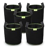 SIMBOOM Bolsas para Plantas 40L (5 Piezas), Bolsa de Cultivo No Tejidos, Saco para Plantas de geotextil Respirable para Flores y Verduras, Negro - 38cm x 33.5cm